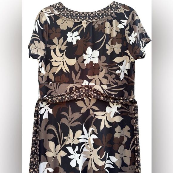 Croft & Barrow Women's Floral Brown Earthy V Neck Neautral Maxi Dress Size Small - Picture 5 of 7